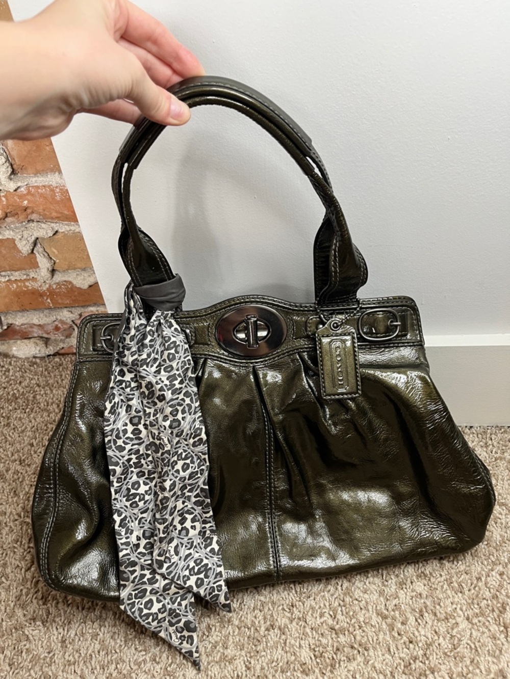 Coach D0973-13915 Mia Gunmetal Pleated Leather Carryall Shoulder Bag
